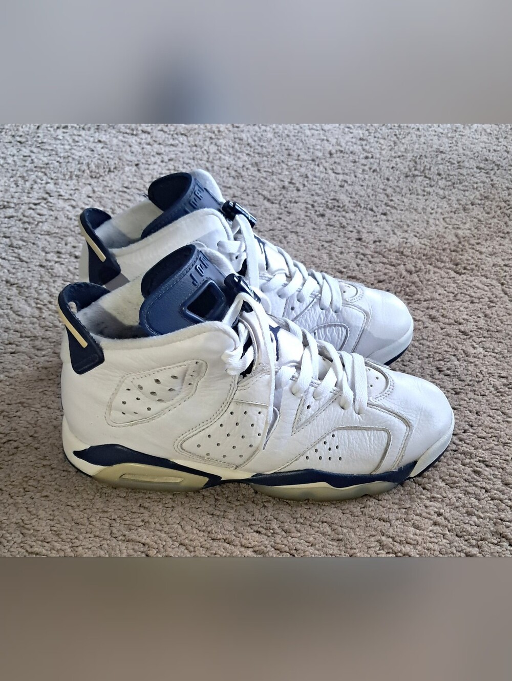 Jordan 6 Retro Midnight Blue White Shoes Size 6.5Y Womens 8 - Picture 4 of 8